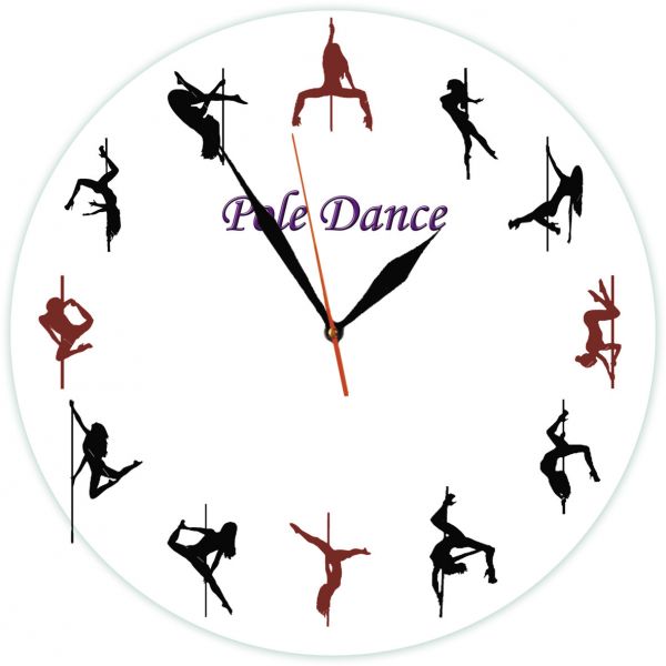 Настенные часы "Pole Dance" на стекле
