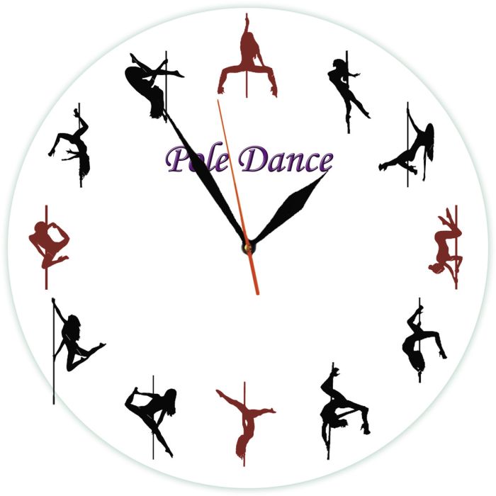 Настінний годинник "Pole Dance" скляний