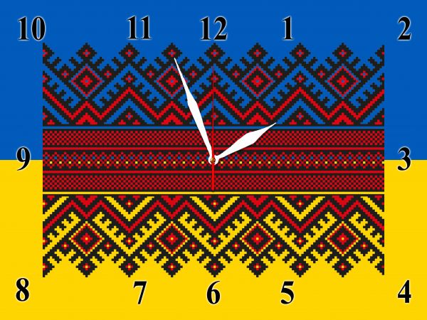Настенные часы "Украинский орнамент" на стекле